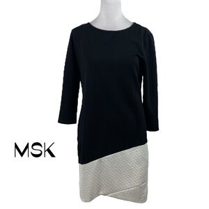 MSK Black Cream ColorBlocked Dress Size M